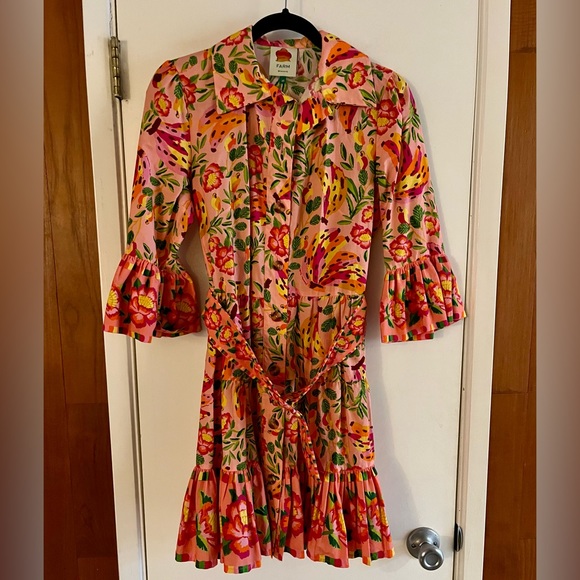 Farm Rio Printed Ruffle Shirt Dress - Picture 2 of 8